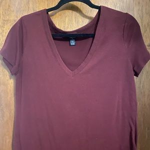 Burgundy V neck t-shirt